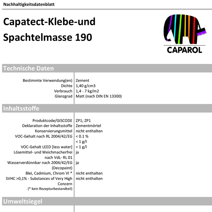 CAPAROL Capatect 190 Grau 25kg